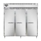 image of Continental Refrigerator DL3RNPT 78" 3-Section Pass-Thru Refrigerator w/ 6 Solid Doors, Stainless Steel Front Aluminum Ends, 72 cu. ft.
