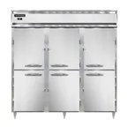 image of Continental Refrigerator DL3RNSSPTHD 78" 3-Section Pass-Thru Refrigerator w/ 12 Half Solid Doors, All Stainless Steel, 72 cu. ft.