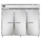 image of Continental DL3WE-SA-PT 3-Section Heated Holding Cabinet, 75 cu ft, Stainless Steel/Aluminum, Solid Doors, Pass-Thru