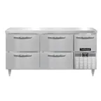 image of Continental Refrigerator DRA68NSS-F 68" Work Top Fish/Poultry File Refrigerator w/ 4 Drawers & 1 Half Door