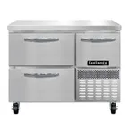 image of Continental Refrigerator FA43SN-D 43" 2-Section Worktop Freezer w/ 2 Drawers & 1 Half Door