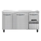 image of Continental Refrigerator FA60SN 60" 2-Section Worktop Freezer w/ 2 Full & 1 Half Door