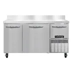 image of Continental Refrigerator FA60SNBS 60" 2-Section Worktop Freezer w/ 2 Full & 1 Half Door