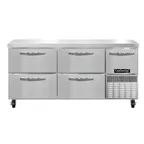 image of Continental Refrigerator FA68SN-D 68" 2-Section Worktop Freezer w/ 4 Drawers & 1 Half Door