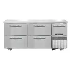 image of Continental Refrigerator FA68SN-U-D 68" 4-Drawer 1 Half-Door Undercounter Freezer, Stainless Steel, 17.6 cu. ft.