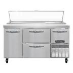 image of Continental Refrigerator PA60N-D 60" Pizza Prep Table w/ 4 Drawers & 1 Half Doors, 19 cu. ft.