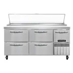 image of Continental Refrigerator PA68N-D 68" Pizza Prep Table w/ 4 Drawers & 1 Half Doors, 22 cu. ft.