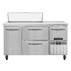 image of Continental Refrigerator RA60N10-D 60" Sandwich / Salad Prep Table w/ 4 Drawers & 1 Door, 10 Pans
