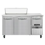 image of Continental Refrigerator RA60N10 60" 3-Door Sandwich and Salad Prep Table, 10 Pans, Stainless Steel