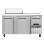 image of Continental Refrigerator RA60N8 60" 3-Door Sandwich and Salad Prep Table, 8 Pans, Stainless Steel