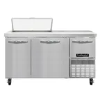 image of Continental Refrigerator RA60SN8 60" 3-Door Sandwich and Salad Prep Table, 8 Pans, Stainless Steel