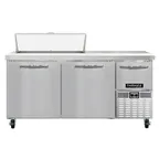 image of Continental Refrigerator RA68N10 68" 3-Door Sandwich and Salad Prep Table, 10 Pans, Stainless Steel