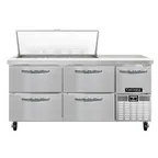 image of Continental Refrigerator RA68N18M-D 68" Mega Top Sandwich Prep Table w/ 4 Drawers & 1 Door, 18 pans