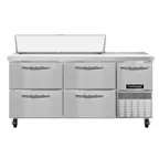 image of Continental Refrigerator RA68SN12-D 68" 1-Door & 4-Drawer Sandwich and Salad Prep Table, 12 Pans, Stainless Steel