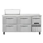 image of Continental Refrigerator RA68SN8-D 68" 1-Door & 4-Drawer Sandwich and Salad Prep Table, 8 Pans