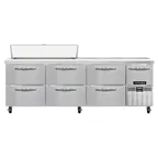 image of Continental Refrigerator RA93N12-D 93" Sandwich / Salad Prep Table w/ 6 Drawers & 1 Door, 12 Pans