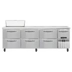image of Continental Refrigerator RA93N8-D 93" Sandwich / Salad Prep Table w/ 6 Drawers & 1 Door, 8 Pans