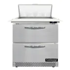 image of Continental Refrigerator SW32N8C-FB-D 32" Sandwich / Salad Prep Table w/ 2 Drawers, 8 Pans