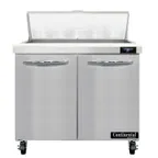 image of Continental Refrigerator SW36N10 36" 2-Door Sandwich and Salad Prep Table, 10 Pans, Stainless Steel Exterior
