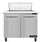 image of Continental Refrigerator SW36N8C 36" Two Section Sandwich / Salad Prep Table w/ 2 Doors, 8 Pans