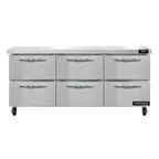image of Continental Refrigerator SW72N-D 72" 3-Section Worktop Refrigerator w/ 6 Drawers, 20.6 cu. ft.