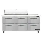 image of Continental Refrigerator SW72N12C-D 72" Sandwich / Salad Prep Table w/ 6 Drawers, 12 Pans