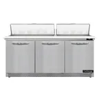 image of Continental Refrigerator SW72N18C-FB 72" 3-Door Sandwich and Salad Prep Table, 18 Pans, Stainless Steel Exterior