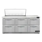 image of Continental Refrigerator SW72N18M-FB-D 72" Mega Top Sandwich Prep Table w/ 6 Drawers, 18 pans