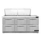 image of Continental Refrigerator SW72N24M-FB-D 72" Mega Top Sandwich Prep Table w/ 6 Drawers, 24 pans