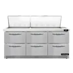 image of Continental Refrigerator SW72N27M-FB-D 72" Mega Top Sandwich Prep Table w/ 6 Drawers, 27 pans