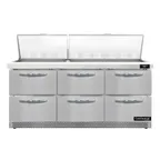 image of Continental Refrigerator SW72N30M-FB-D 72" Mega Top Sandwich Prep Table w/ 6 Drawers, 30 pans