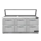 image of Continental Refrigerator SW72N30M-HGL-FB-D 72" Mega Top Sandwich Prep Table w/ 6 Drawers, 30 pans