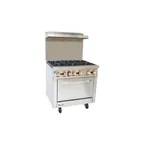 image of Copper Beech Range CBR-6 36" Gas Restaurant Range w/ (6) Open Burners, (1) Standard Oven, 215.000 BTU
