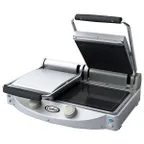 image of Cadco CPG-20 24" Double Glass/Ceramic Panini Grill, Grooved Top and Smooth Bottom Plates, 208/240V