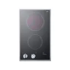 image of Summit CR2B12ST 12" Electric Radiant Cooktop w/ (2) Burners, Black Ceramic Glass and Stainless Steel Frame, 1.4 kW, 115v