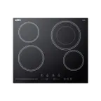image of Summit CR4B23T5B 23 1/4" Electric Radiant Cooktop w/ (4) Burners, Black Ceramic Glass, Digital Controls, 6.4 kW, 220v