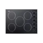 image of Summit CR5B273B 27" Electric Radiant Cooktop w/ (5) Burners, Black Ceramic Glass, Manual Controls, 6.6 kW, 230v