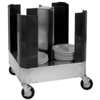 image of Cres Cor 50113180 Aluminum Poker Chip Dish Dolly with 4 Section Platform, 30-39" Height, Black, 180 Plates Capacity