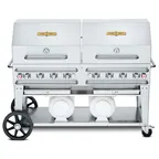 image of Crown Verity CV-CCB-60RDP 60" Mobile Outdoor Grill w/ Roll Dome, 2 LP Tanks, 129.000 BTU