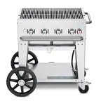 image of Crown Verity CV-MCB-30 30" LP Gas Mobile Outdoor BBQ Grill/Charbroiler, 64.500 BTU
