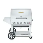 image of Crown Verity CV-MCB-36PKG 36" Mobile LP Gas Outdoor BBQ Grill/Charbroiler, Roll Dome Pkg