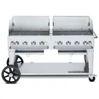 image of Crown Verity CV-MCB-60-SI-BULK-WGP 60" Mobile Outdoor Grill, Wind Guard Pkg, Bulk LP Tank