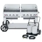 image of Crown Verity CV-MCC-60WGP 60" Mobile Outdoor Grill w/ Wind Guard Pkg and Tank Cart, 129.000 BTU