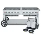 image of Crown Verity CV-MCC-72 72" Mobile Outdoor Grill/Charbroiler w/ Tank Cart, 159.000 BTU