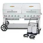 image of Crown Verity CV-MCC-72RDP 72" Mobile Outdoor Grill w/ Roll Dome Pkg and Tank Cart, 159.000 BTU