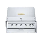 image of Crown Verity IBI36-LT 36" Built-In Outdoor Grill/ Charbroiler, 5 Burners, Roll Dome and Light Pkg