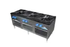 image of Comstock-Castle CSP54 54" Gas Stock Pot Range w/ (3) Three Ring Burners, Side to Side Design, Manual Control, 330.000 BTU