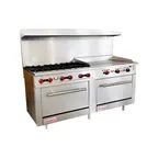 image of Connerton CN72-8-24G 72" Gas Restaurant Range, (2) Ovens, (8) Open Burners, (1) 24" Griddle