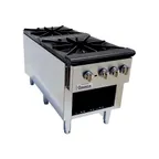 image of Connerton CSP-2-18-3 18" Gas Stock Pot Range (Stove) w/ (2) Three Ring Burners, Front to Back Design, Manual Controls, 180.000 BTU