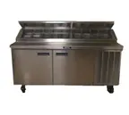 image of Delfield F18DC68P 68" 2-Section Refrigerated Pizza Prep Table w/ 2 Doors, Quick Glance Rail